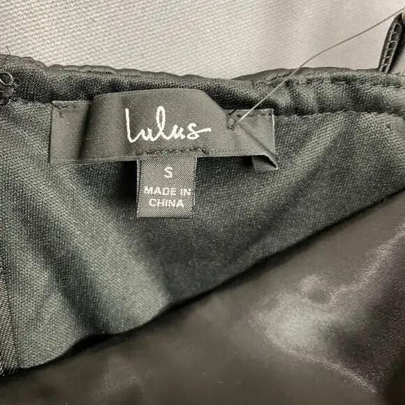 Lulu Rhinestone Black Shiny Mini Dress Women’s Size Small Cocktail Party LBD - Picture 4 of 5